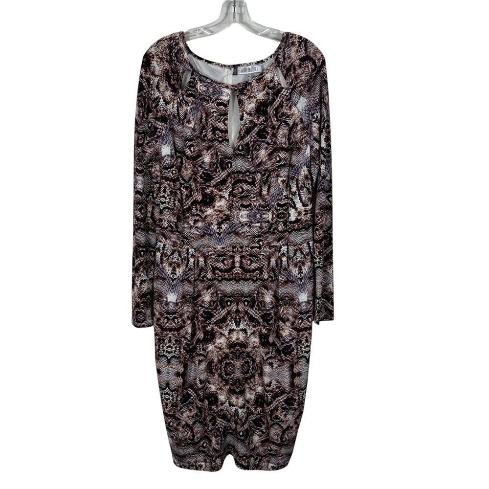 Jennifer Lopez Snakeskin Striped Print No-Iron Stretch Cutout Detail Dress XL